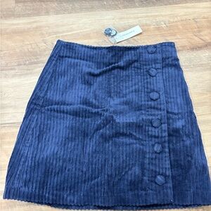 miami Navy Corduroy Button-Front A-Line Mini Skirt